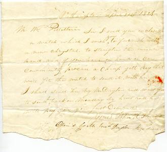 Letter from John H. Stevens to William Pelletreau, April 21, 1826