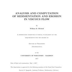 ANALYSIS AND COMPUTATION OF SEDIMENTATION AND EROSION IN VISCOUS FLOW