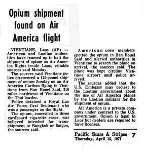 AP article on opium on an Air America flight