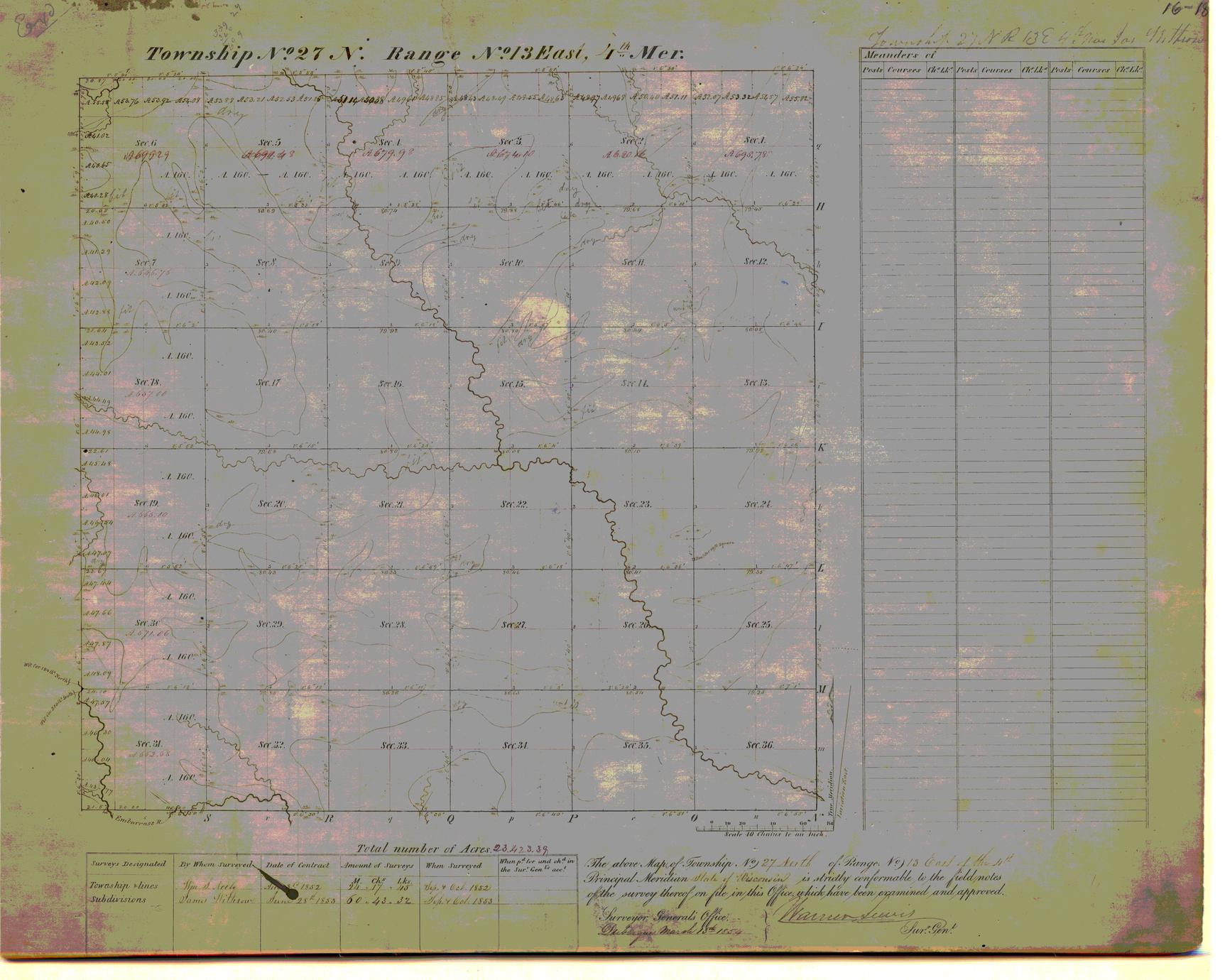 [Public Land Survey System map: Wisconsin Township 27 North, Range 13 East]