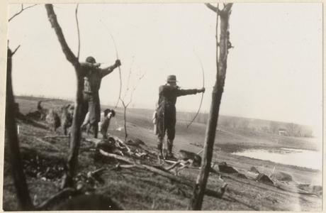 Bow hunting on the Sugar River, near Belleville, Wisconsin, November 10, 1928