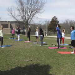 Students doing yoga, Janesville, 2013
