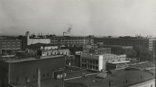 View of Simmons plant from downtown Kenosha