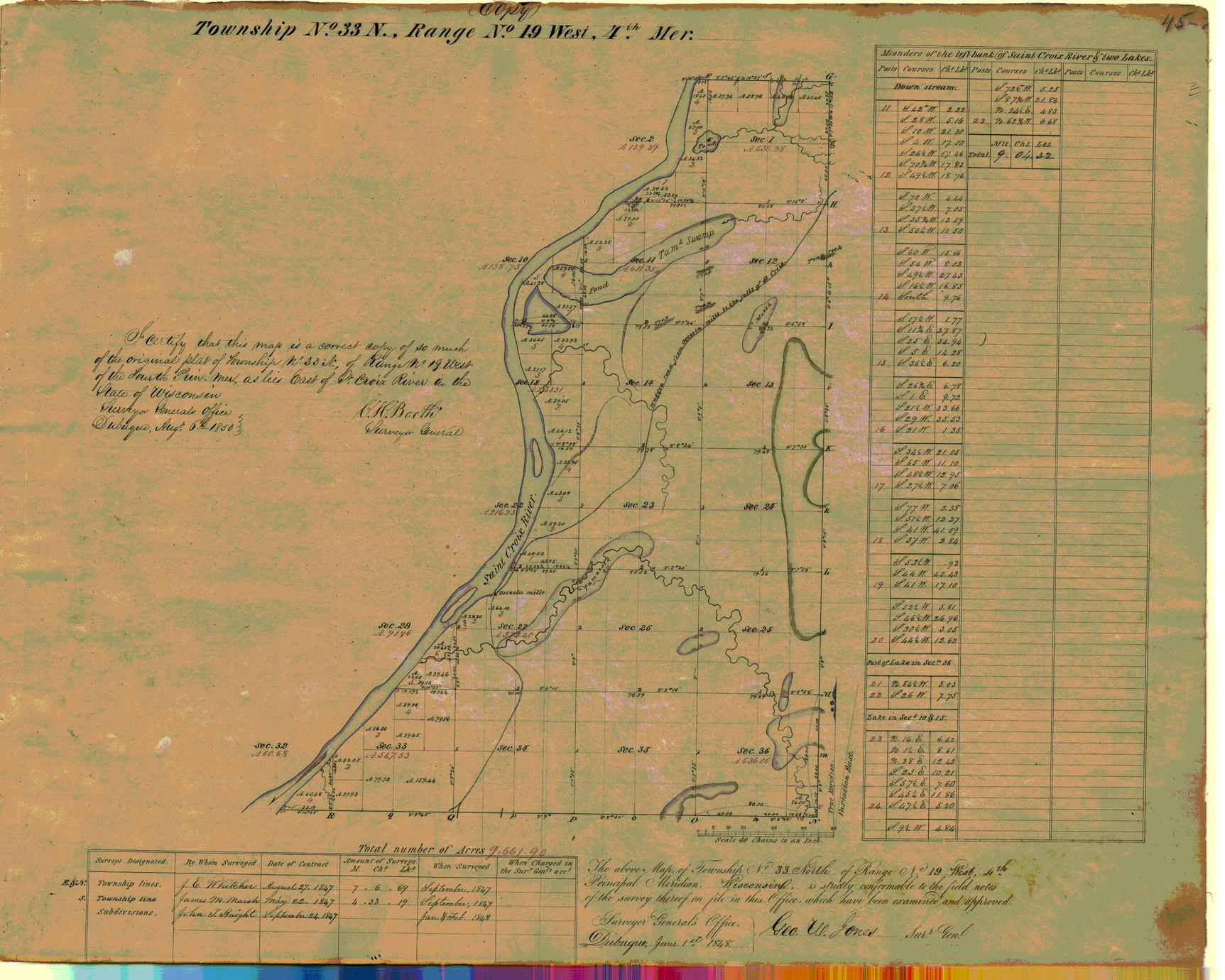[Public Land Survey System map: Wisconsin Township 33 North, Range 19 West]