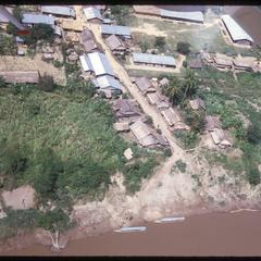 Approaching Yao village--houses with Mekong River