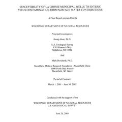 Susceptibility of La Crosse municipal wells to enteric virus contamination from surface water contributions