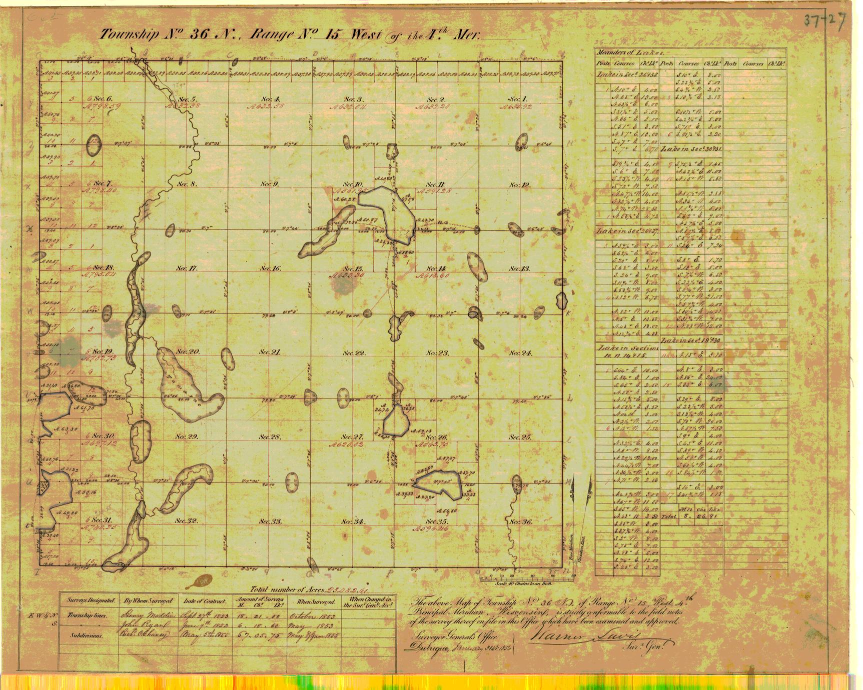 [Public Land Survey System map: Wisconsin Township 36 North, Range 15 West]