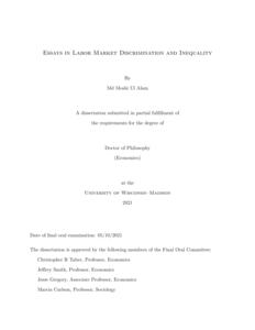 ESSAYS IN LABOR MARKET DISCRIMINATION AND INEQUALITY