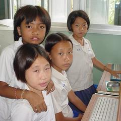 Girls using computers