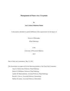 Management of Potato virus Y in potato