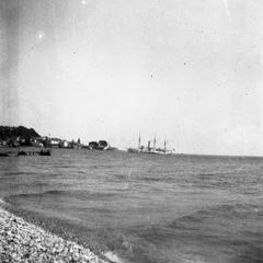 View of ship from shoreline