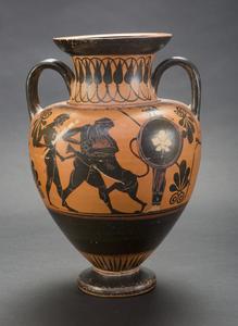 Storage Jar (Neck Amphora) with Herakles Fighting the Nemean Lion