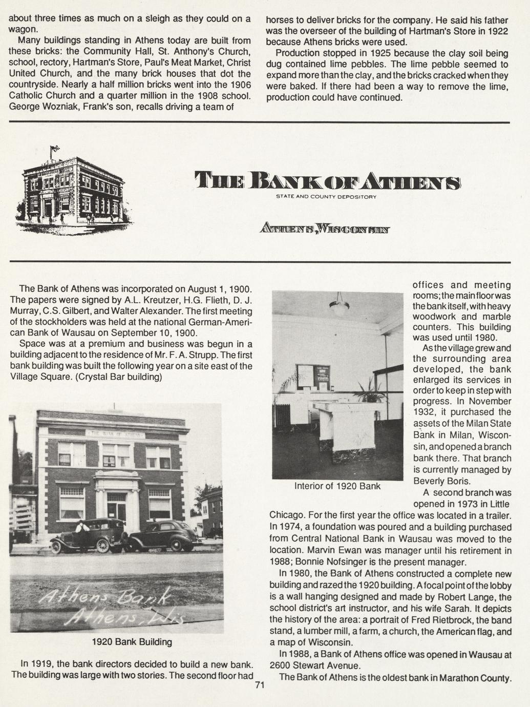 Athens, Wisconsin centennial, June 22-24, 1990 : celebrating 100 years ...