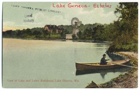 View of lake and Leiter residence