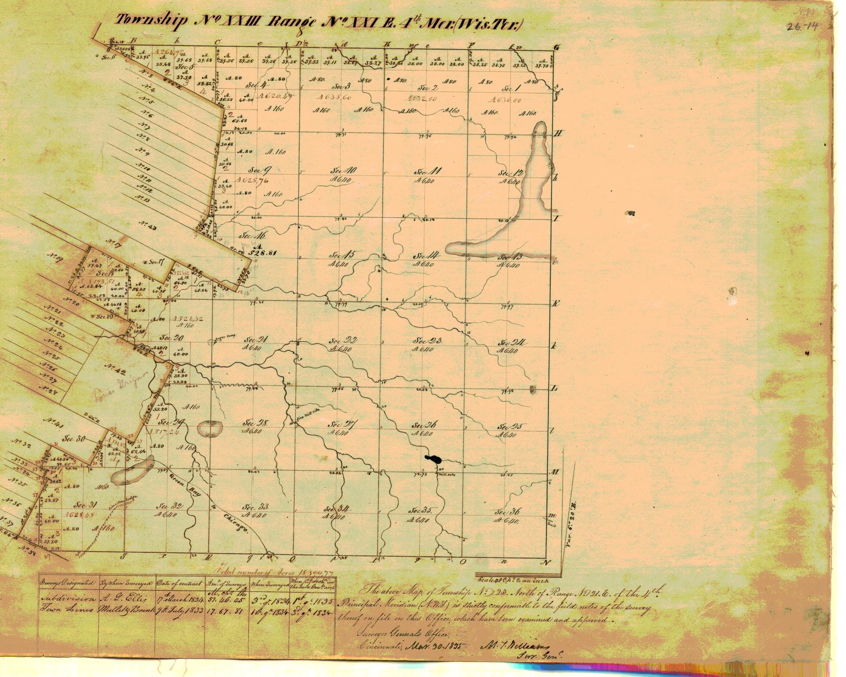 [Public Land Survey System map: Wisconsin Township 23 North, Range 21 East]