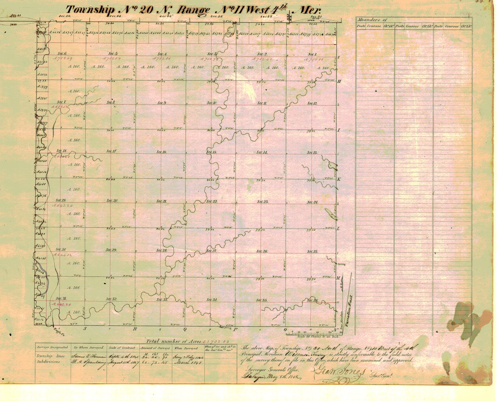 [Public Land Survey System map: Wisconsin Township 20 North, Range 11 West]