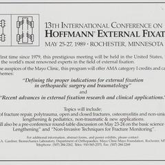 13th International Conference on Hoffmann External Fixation advertisement