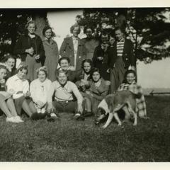 Women's Athletic Association group photograph with dog