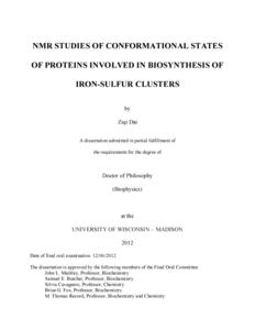 NMR Studies of Conformational States of Proteins involved in Biosynthesis of Iron-Sulfur Clusters