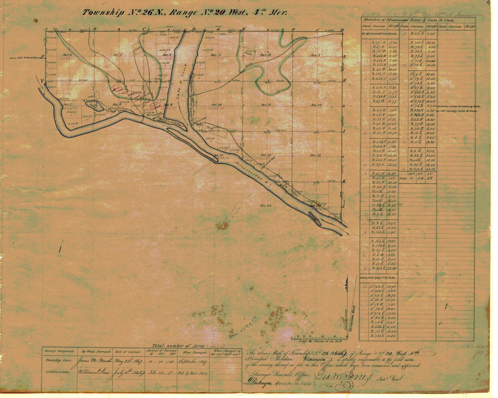 [Public Land Survey System map: Wisconsin Township 26 North, Range 20 West]