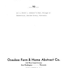 Abstract of title to Lot 2, Block 5, Assessor's plat, Village of Thiensville, Ozaukee County, Wisconsin