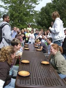 College Students, Pie eating contest, Janesville, 2008