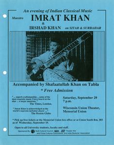 Poster for concert by Imrat Khan