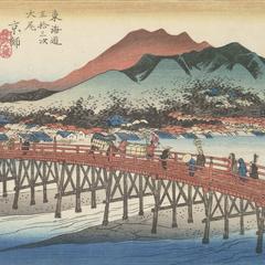 The Great Sanjo Bridge in Kyoto, no. 55 from the series Fifty-three Stations of the Tokaido (Hoeido Tokaido)