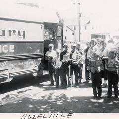 Marathon County Library Service bookmobile at Rozelville in about 1950.