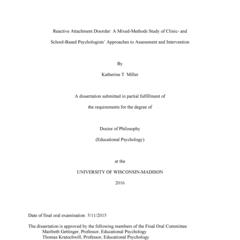 Reactive Attachment Disorder: A Mixed-Methods Study of Clinic- and School-Based Psychologists’ Approaches to Assessment and Intervention