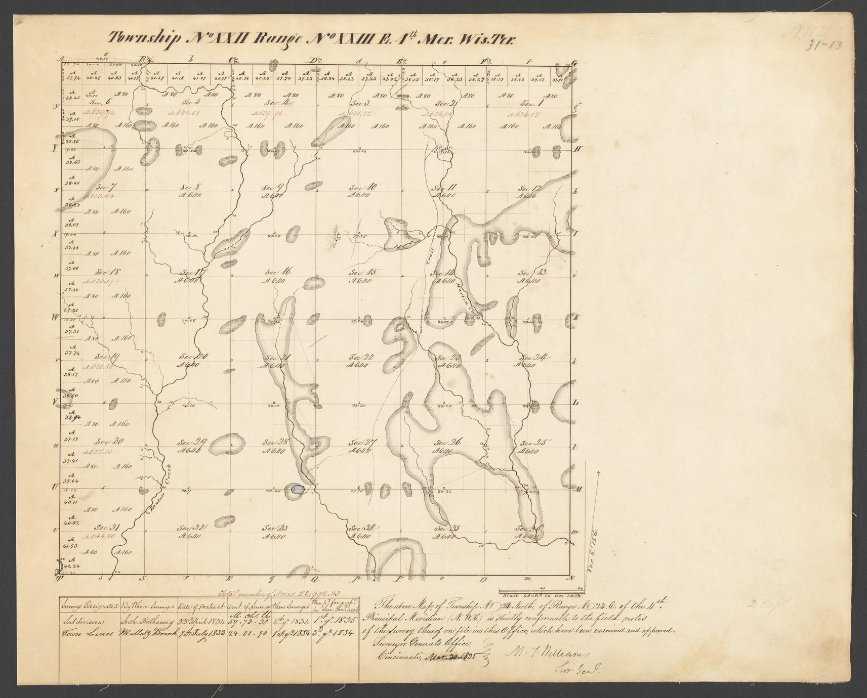 [Public Land Survey System map: Wisconsin Township 22 North, Range 23 East]