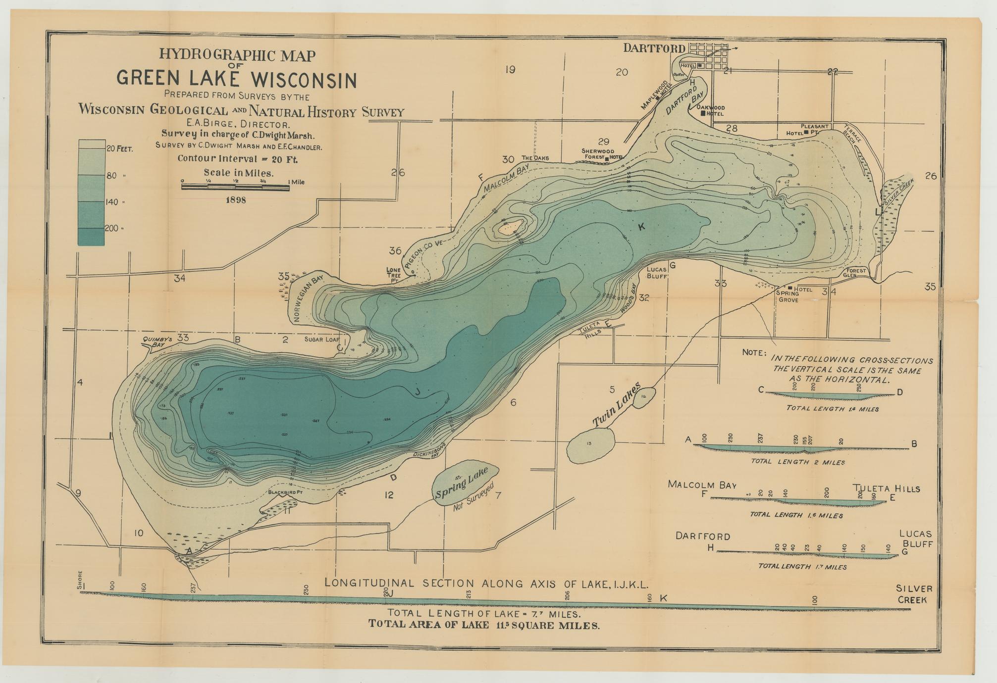 ‎Hydrographic Map of Green Lake, Green Lake County, Wisconsin UWDC