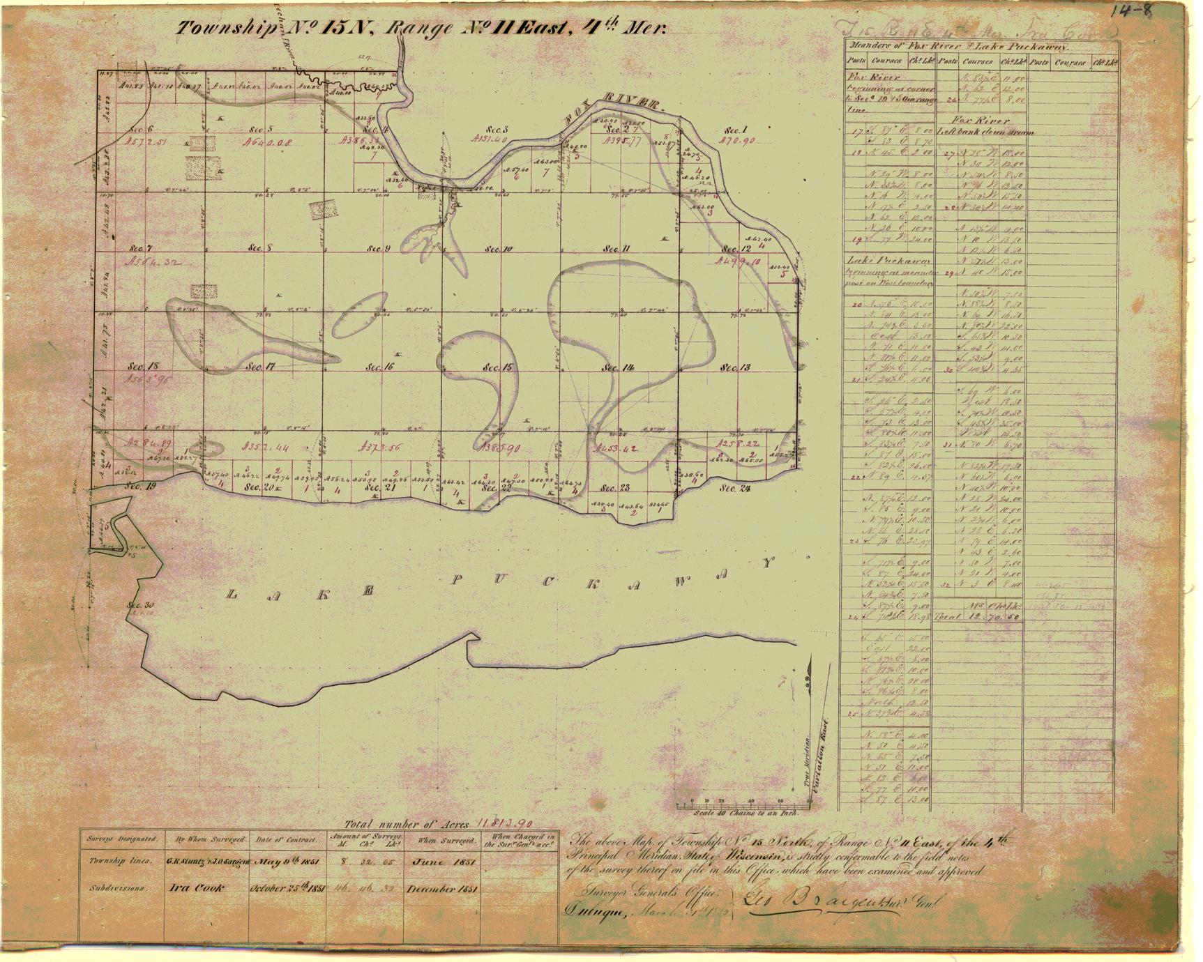 [Public Land Survey System map: Wisconsin Township 15 North, Range 11 East]