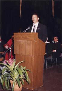 Scott Henke speaking at commencement