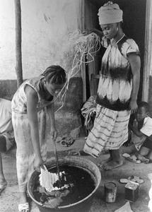 Putting Tied Cloth into the Dye