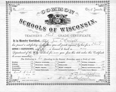 Teacher's Third Grade Certificate