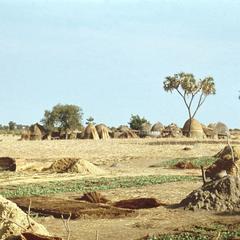Village Viewed Across Harvested Grain Fields