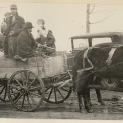 Wagon ride to the Sugar River bottom, near Belleville, Wisconsin, November 10, 1928 (AL second from left)