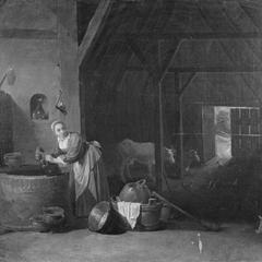 Woman Cleaning a Kettle