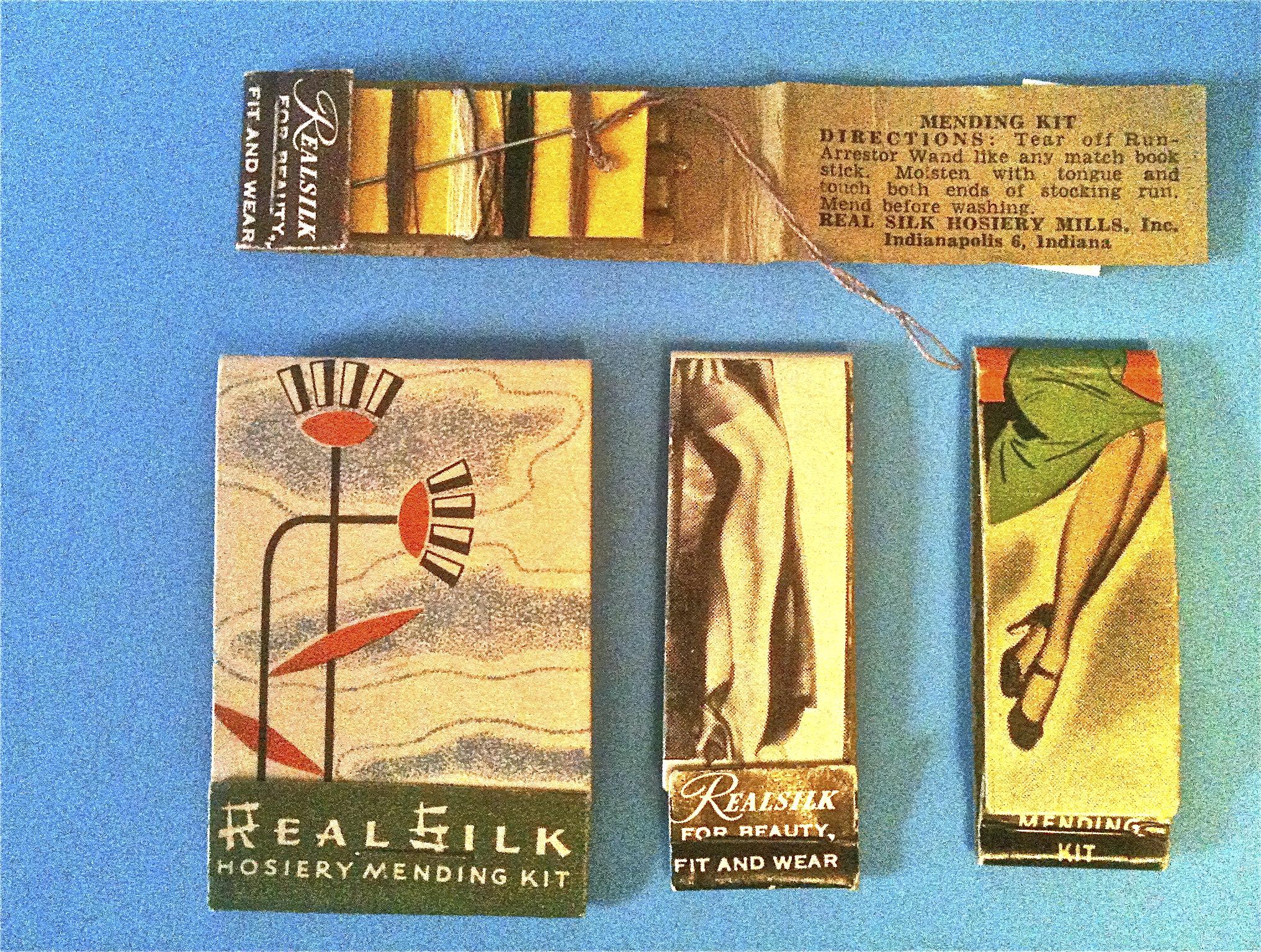 Vintage RealSilk Hosiery Mills Stocking Mending Kit/Matchbook Style 