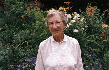 Betty Bamforth in the garden