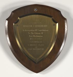 Award plaque presented to William J. Niederkorn