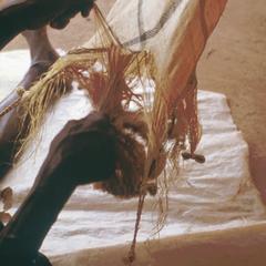 Close-up of Weaving a Rice Bag