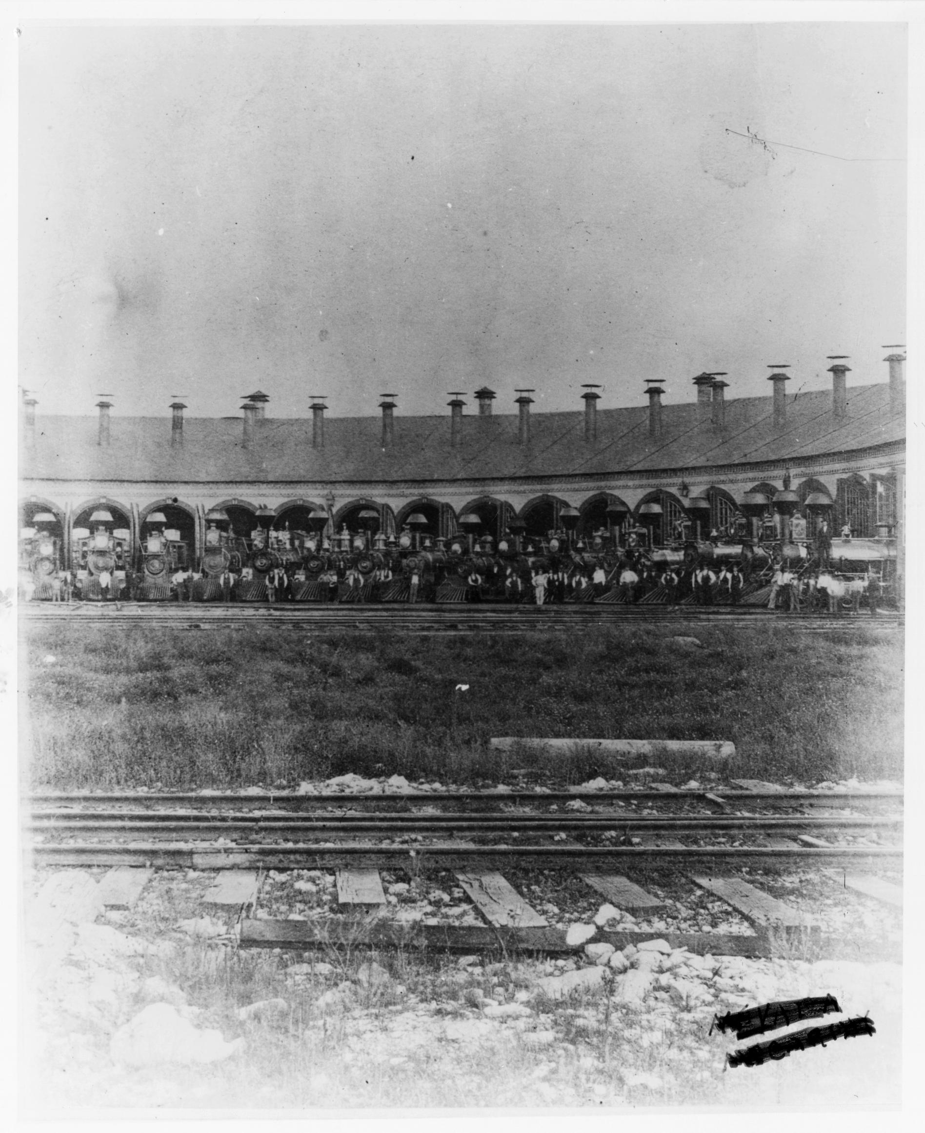 ‎Railroad roundhouse with wood-burning locomotives - UWDC - UW-Madison ...