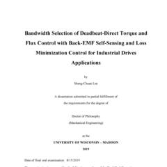 Bandwidth Selection of Deadbeat-Direct Torque and Flux Control with Back-EMF Self-Sensing and Loss Minimization Control for Industrial Drives Applications