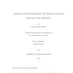 Joining the Global Trade Regime: The Domestic Sources of Autocratic Trade Agreements