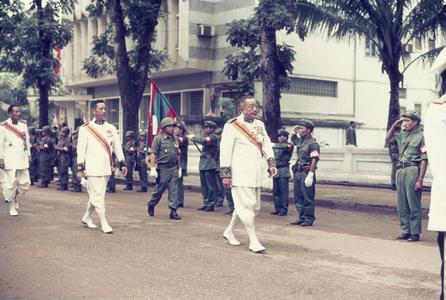 King of Laos with Pathet Lao honor guard