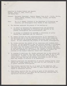Committee on Student Conduct and Appeals minutes : April 17, 1962