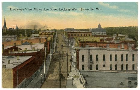 Milwaukee Street, bird's eye view looking west