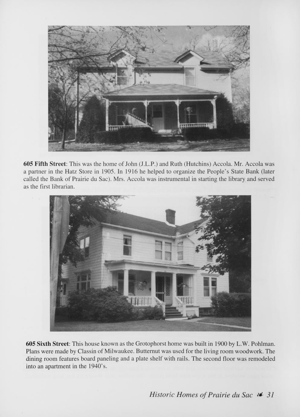 Historical homes of Prairie du Sac a project of the Sauk Prairie Area